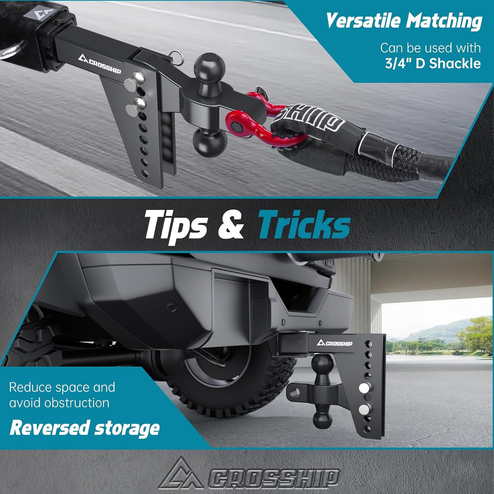 Adjustable Drawbar Trailer Hitch - Fits 2.5'' Receiver, 6'' D...