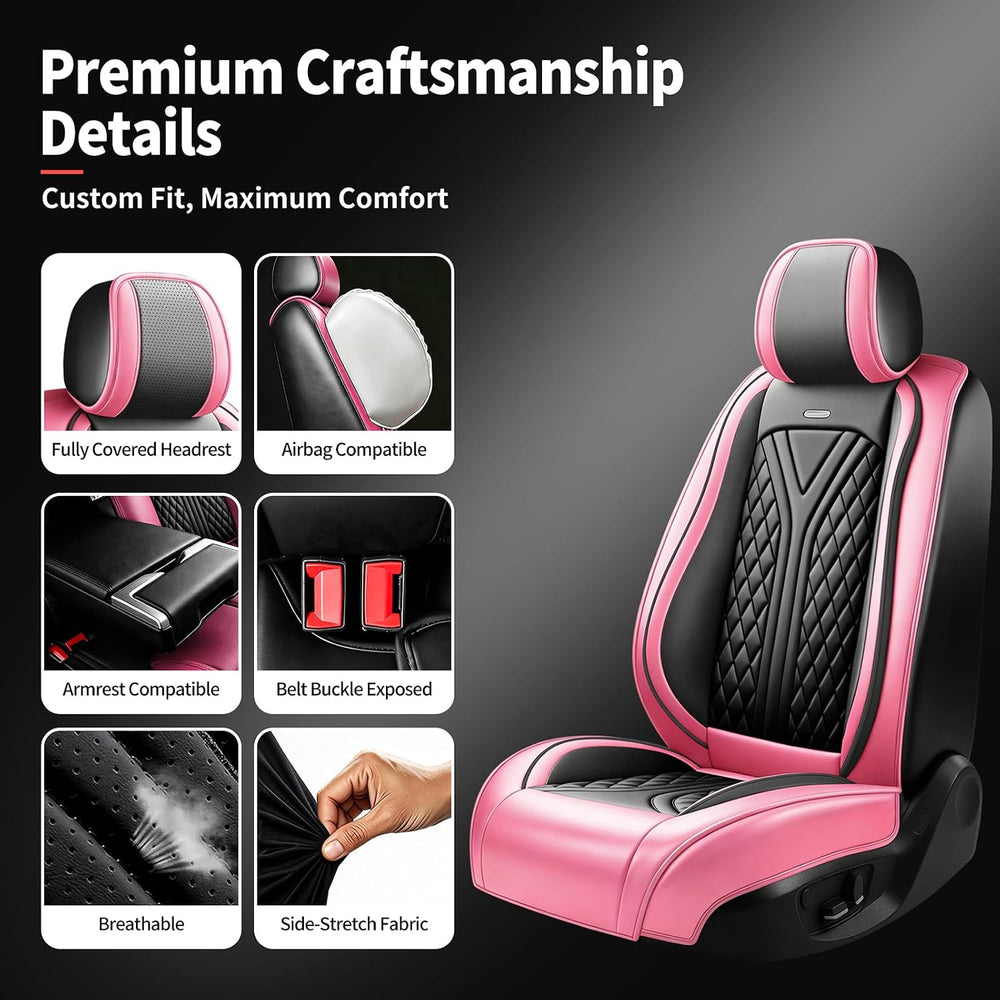 for Subaru Forester 2005-2027 Fit Seat Covers, Black&Pink