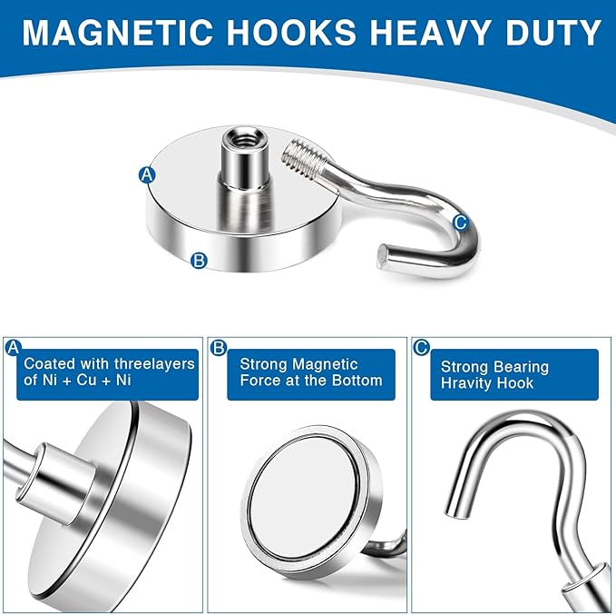 LOVIMAG Magnetic Hooks for Cruise Cabins, 110lbs Magnetic Hooks for Classroom