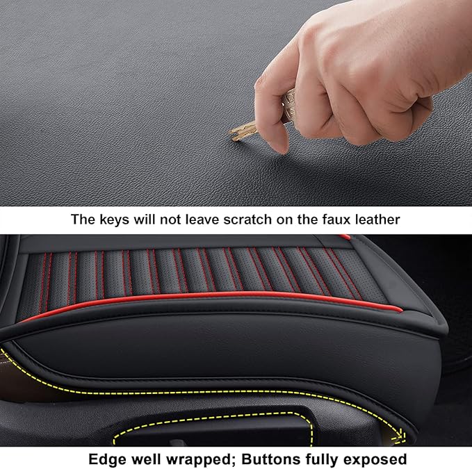LINGVIDO Car Seat Covers, Breathable and Waterproof Faux Leather Automotive