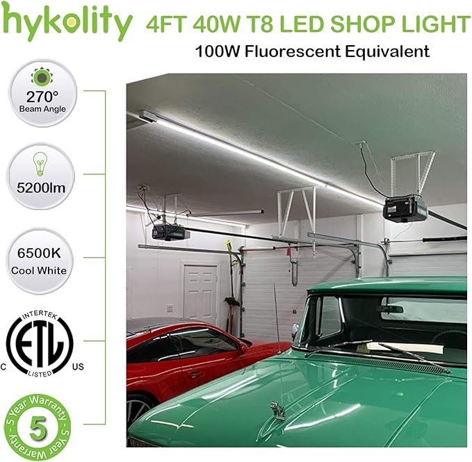 hykolity 6 Pack 4FT LED Shop Light, 6500K Super Bright White, V Shape