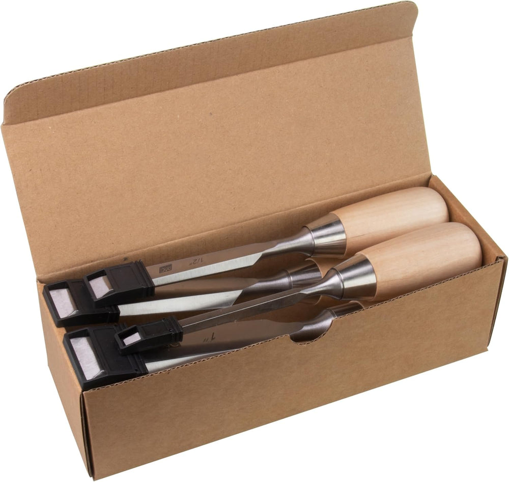 4 Piece Bevel Edge Butt Chisel Set 1/4 inch(6mm), 1/2 inch(12mm), 3/4 inch(20...