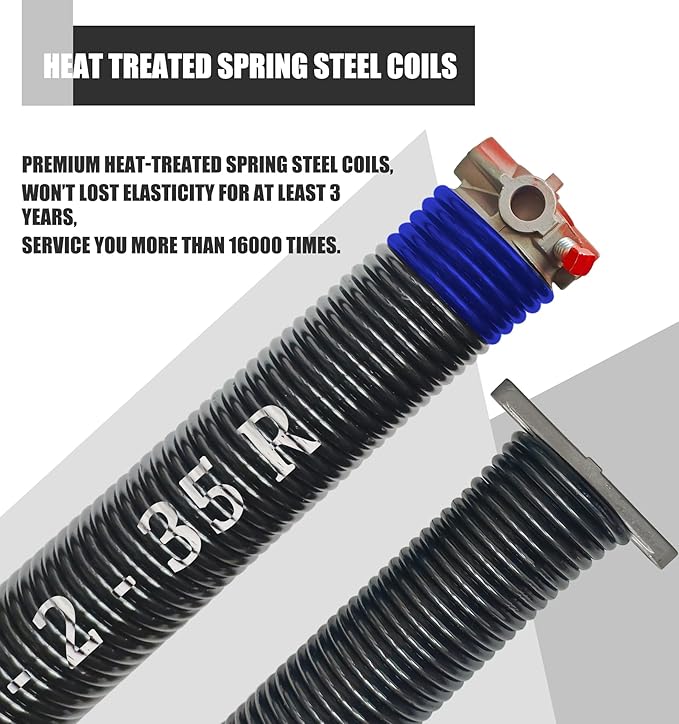 Garage Door Torsion Spring Set, Pair of 2" Electrophoresis Coated Garage...