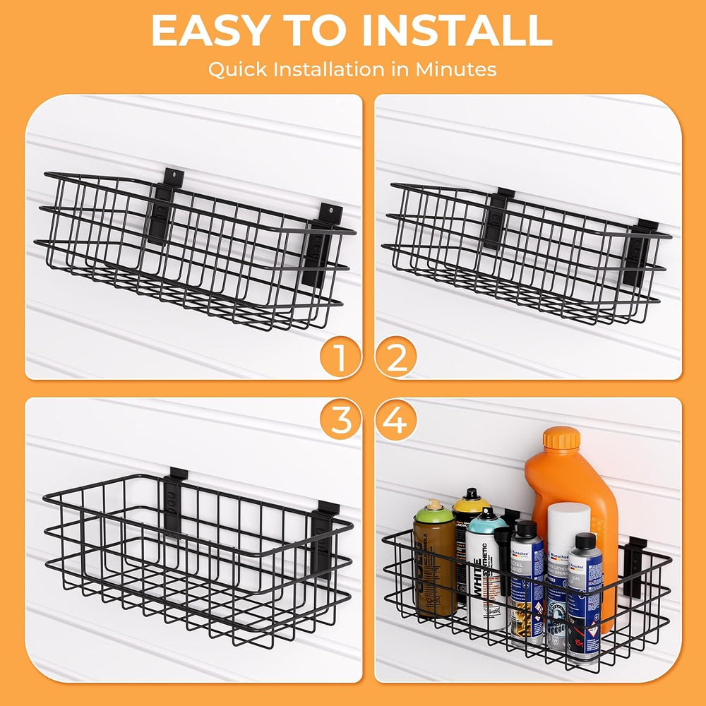 INCLY 30PCS Slatwall Accessories Kit, 4 Basket & Multisize Hooks for Garage