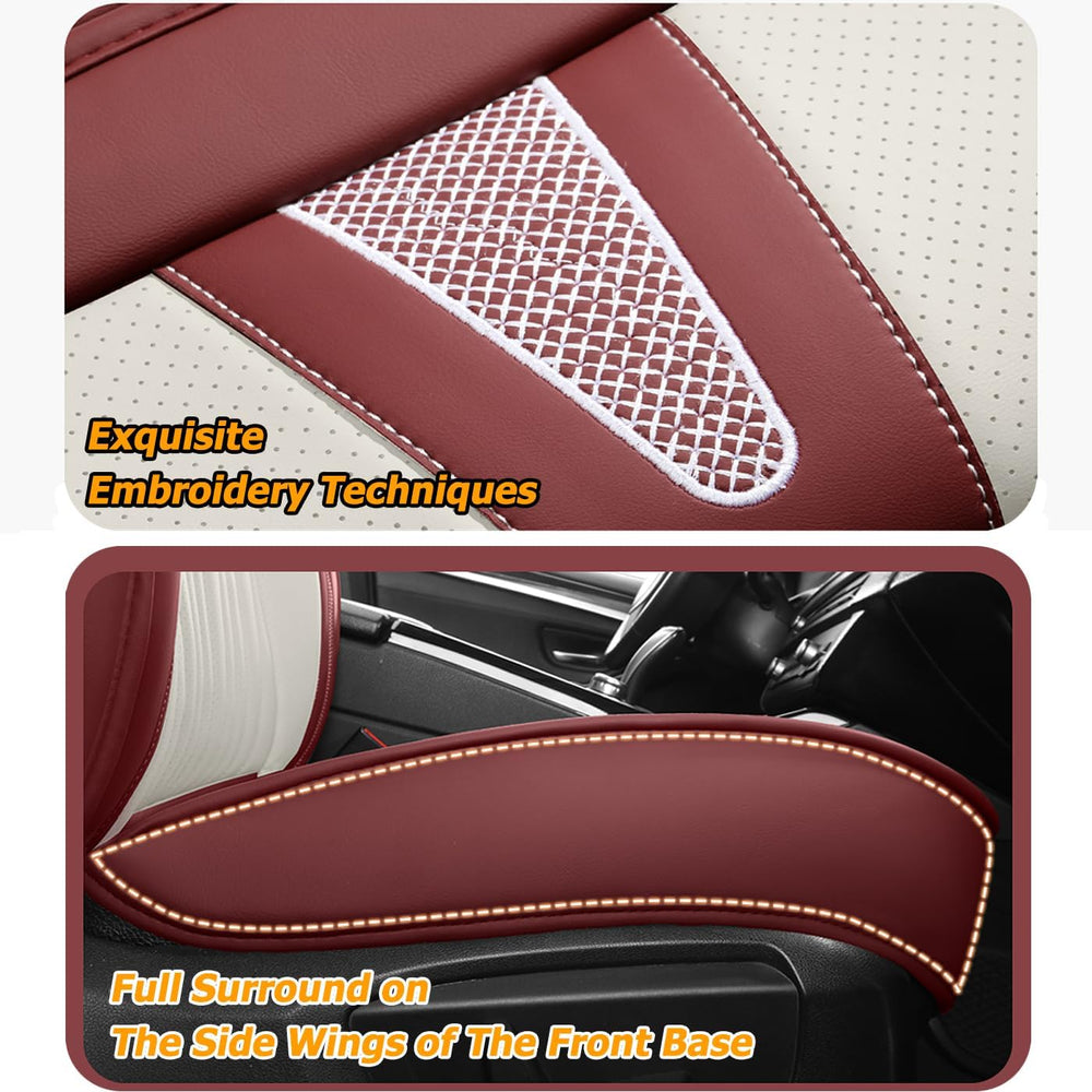 Car Seat Covers Full Set for 5 Seats - Nappa Leather 3D Foam Back Support, Su...
