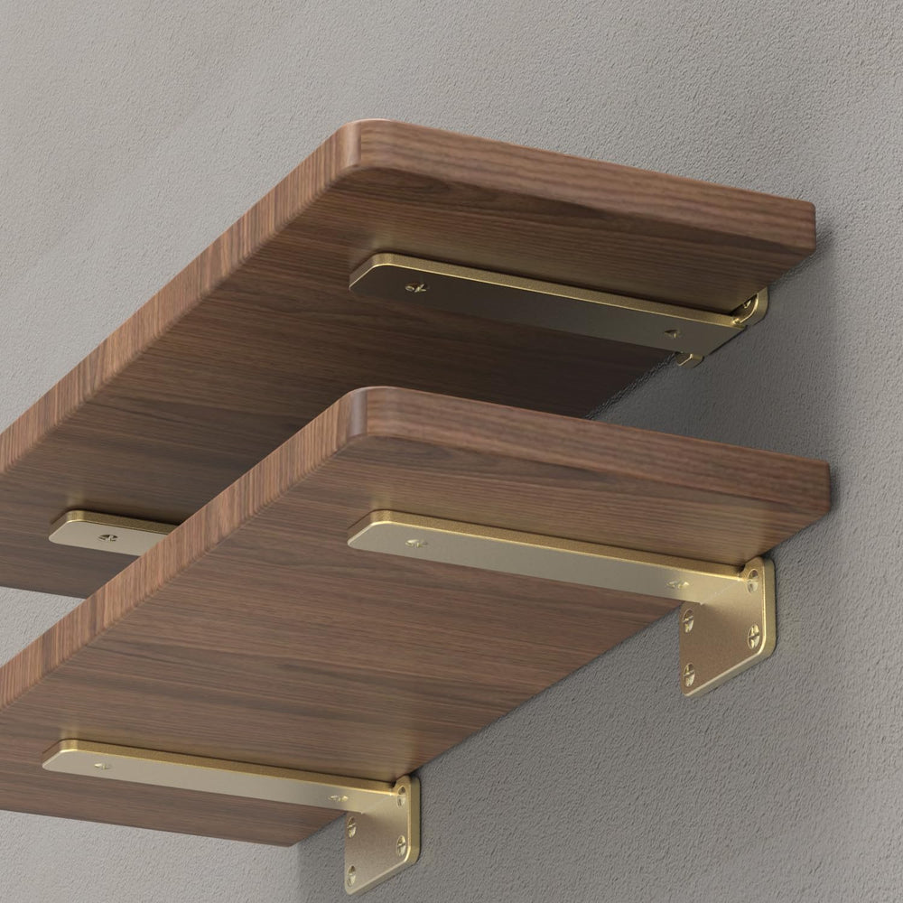 Gold Heavy Duty Iron Shelf Brackets,6 inch,Floating Brackets Upgraded, Heavy ...