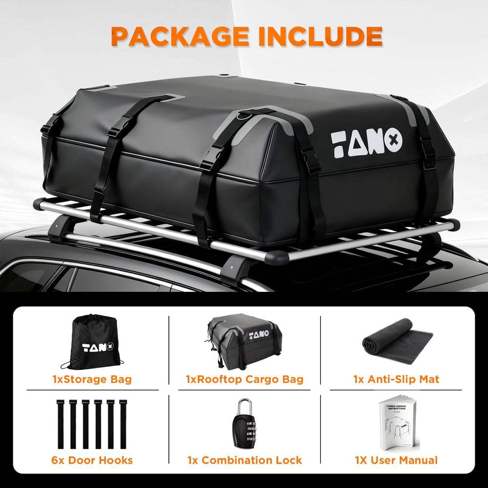 TANX Car Roof Bag - 21 Cubic Feet Rooftop Cargo Carrier, 100% Waterproof for ...