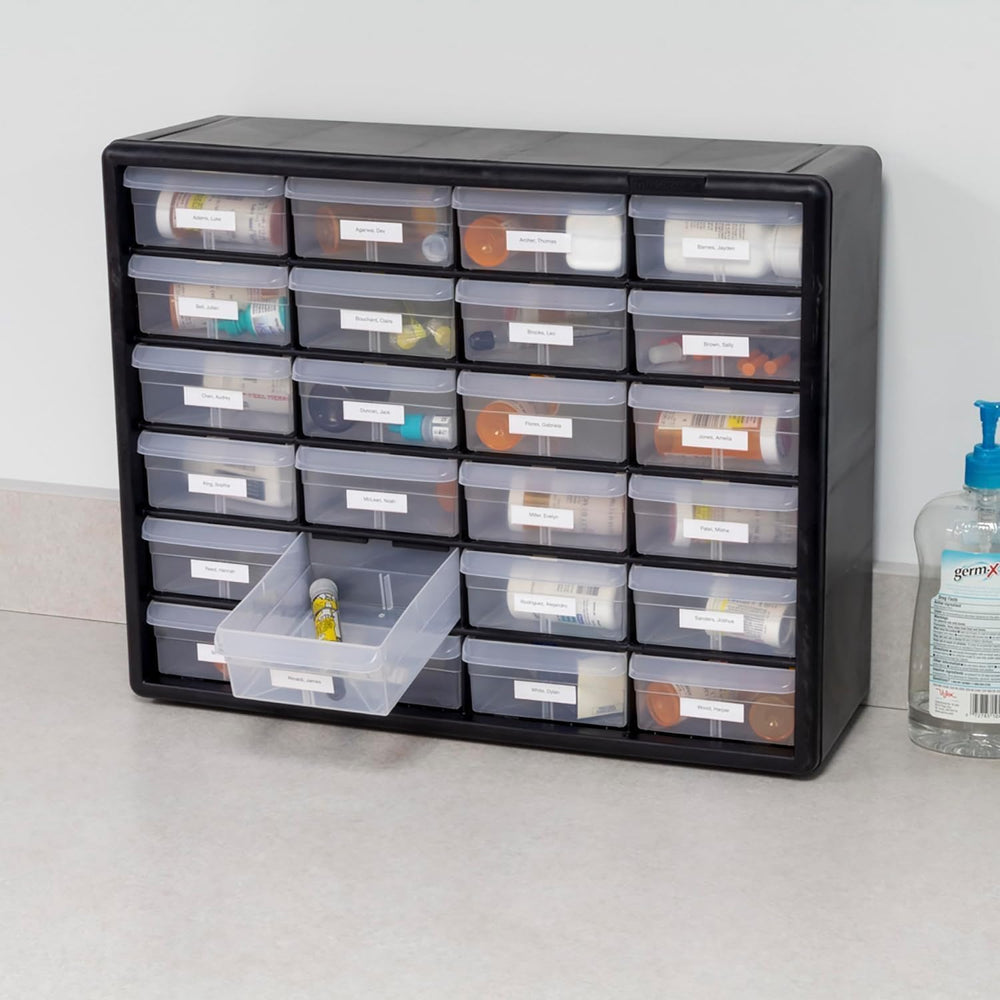 Akro-Mils 24-Drawer Plastic Storage Cabinet, 20" W x 6" D x 16&quot...
