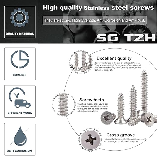 #14 x 4" Wood Screw 100Pcs 18-8 Stainless Steel Screws Flat Head Phillip...