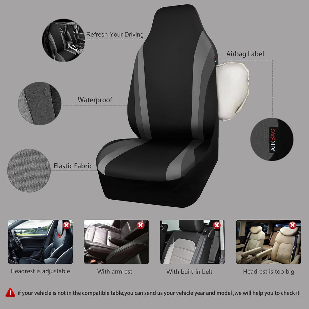 CAR PASS AquaShield Neoprene Waterproof Car Seat Covers for Front Seats Only,...