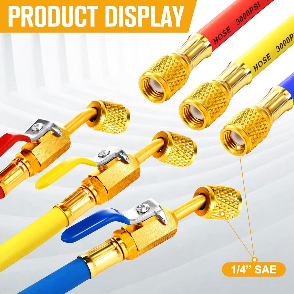 10 Pcs AC Manifold Gauge Hose with R410a Mini Split Adapter Tank Adapter Refr...