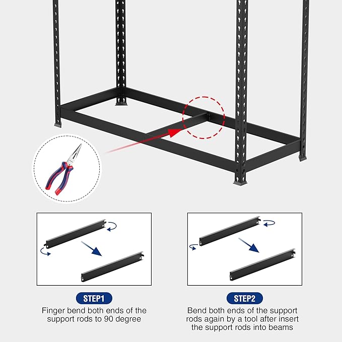WORKPRO 5-Tier Steel Shelving Unit-Black, 27-2/5”W x 11-7/10”D x 60”H,