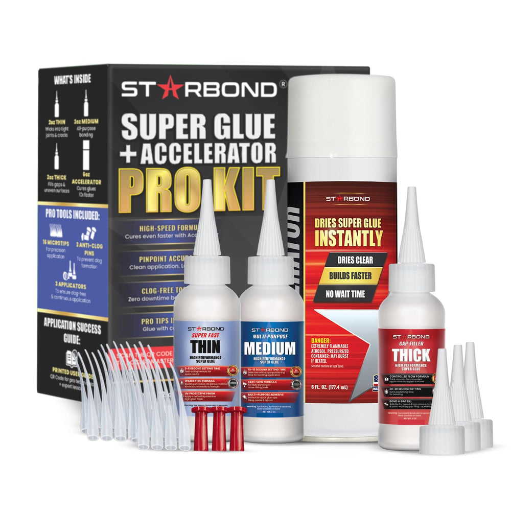 STARBOND CA Glue with Activator Kit – Thin, Medium & Thick 2 oz Bottles w...