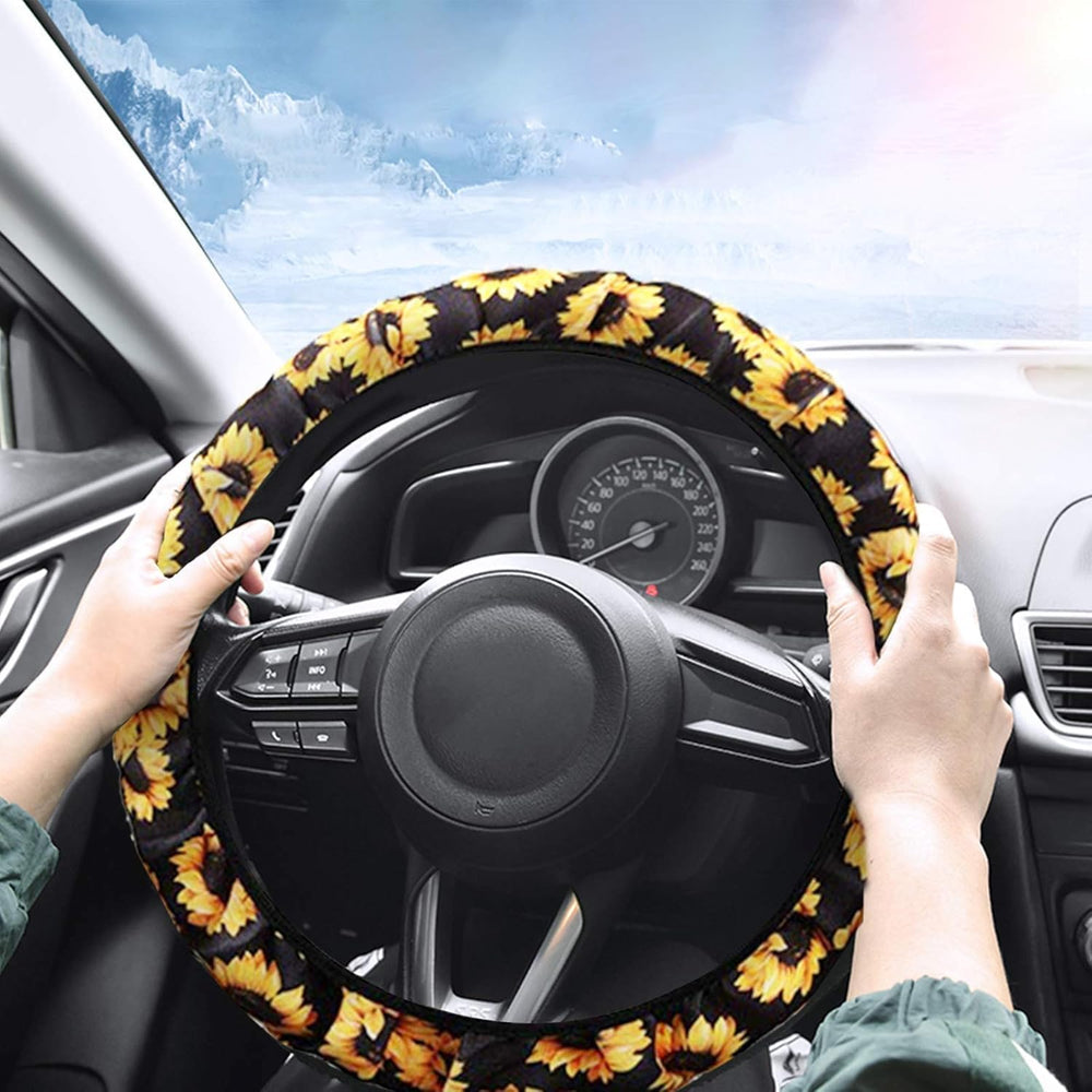 23 pcs Sunflower Car Accessory Steering Wheel Cover Seat Protector