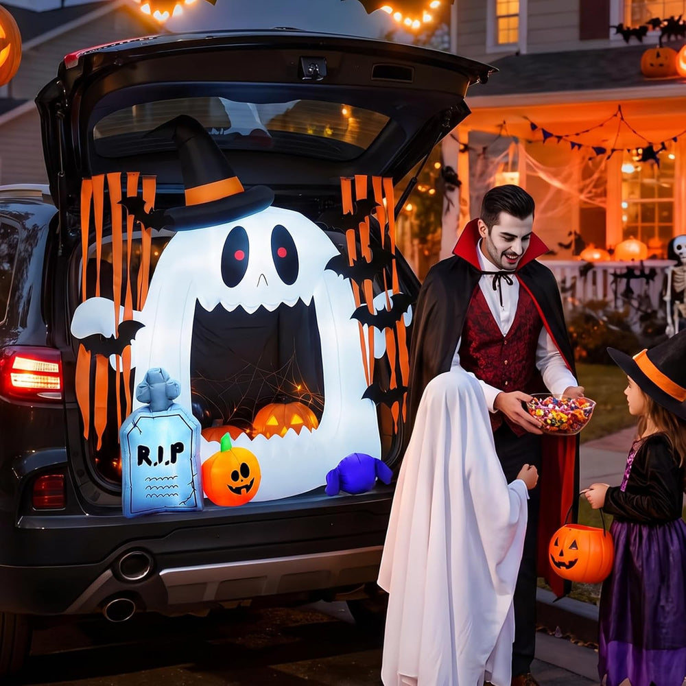 Halloween Trunk or Treat Inflatables 4 FT Outdoor Cute Ghost Car Decoration w...