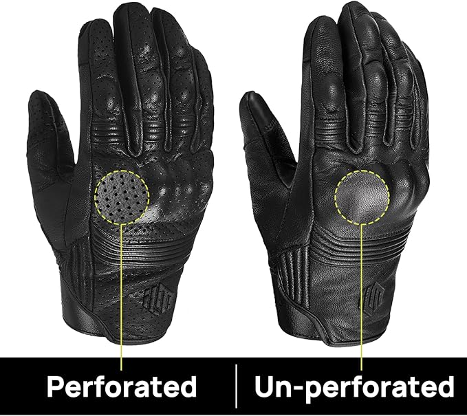 ILM Goatskin Leather Motorcycle Motorbike Powersports Racing Gloves Touchscreen
