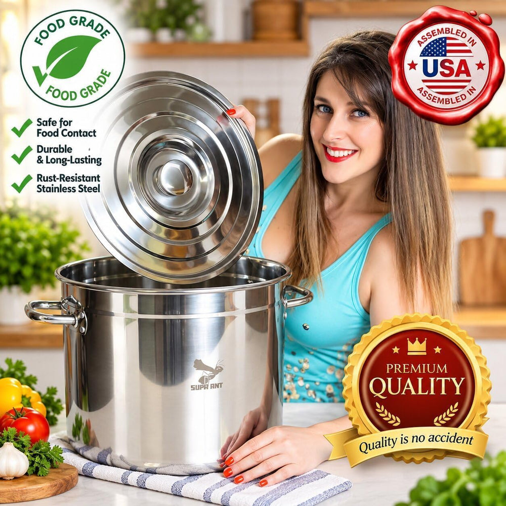 Food-Grade 24 Qt Stainless Steel Canning Pot with Rack and Lid, Large Water B...