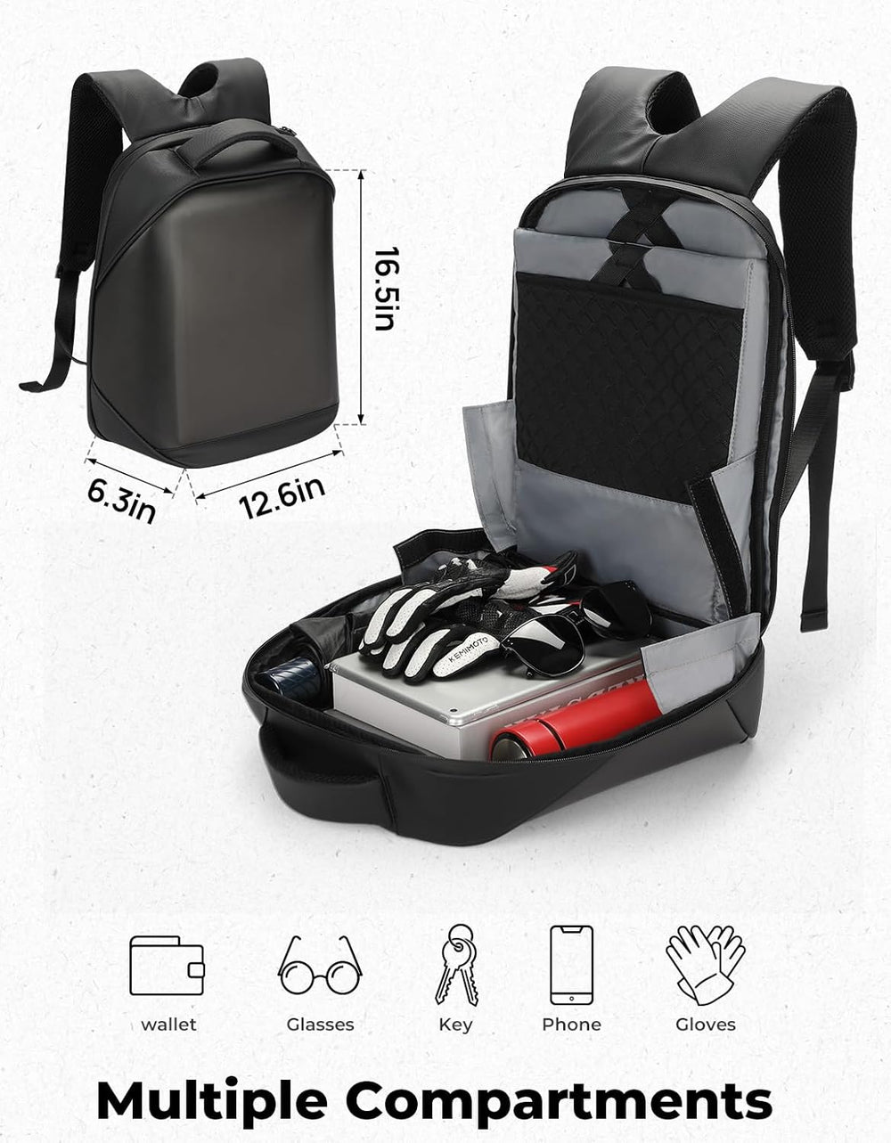KEMIMOTO Motorcycle Backpack with 96 x 128px LED Display Screen