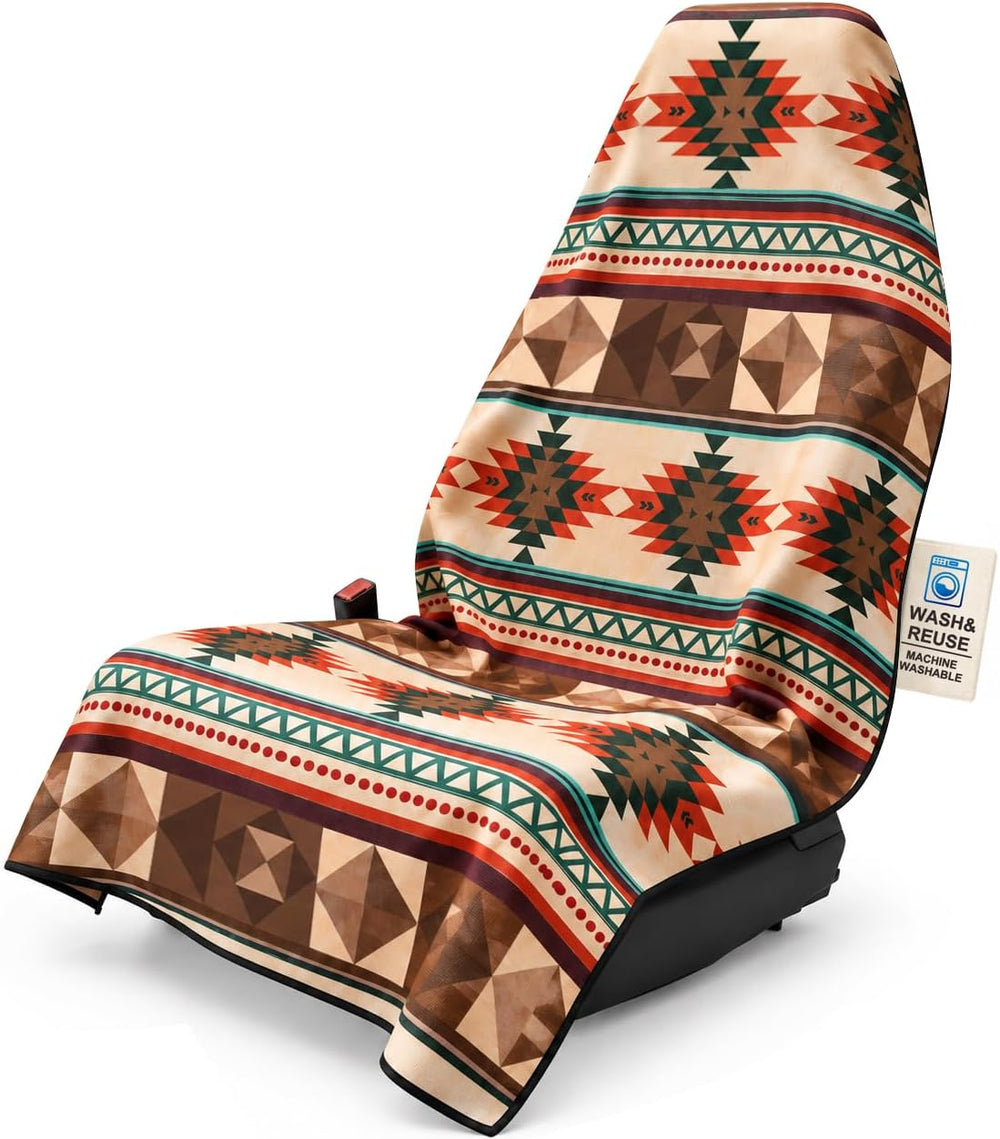 Chenille Car Seat Cover Towel, 2-Pack, Southwest Beige