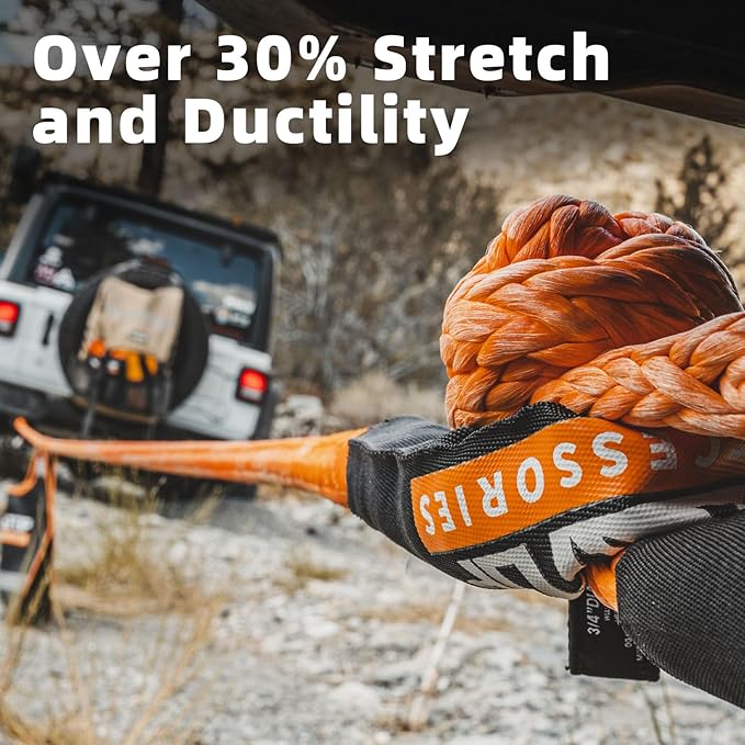 ALL-TOP Kinetic Recovery Rope, 1in x 20ft, Heavy Duty 30+% Elasticity, 16000Lbs