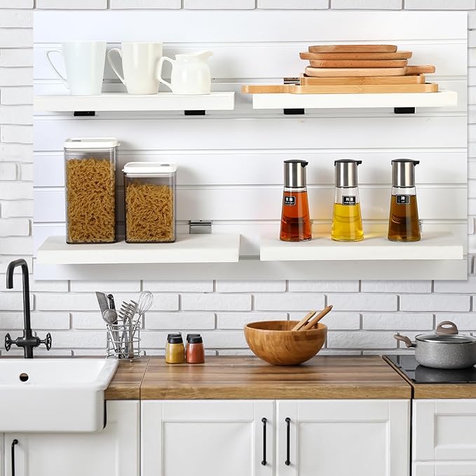 4 Pack Wooden Slatwall Shelf, 16.1" D x 6.7" W x 1.1" H Slatwa...