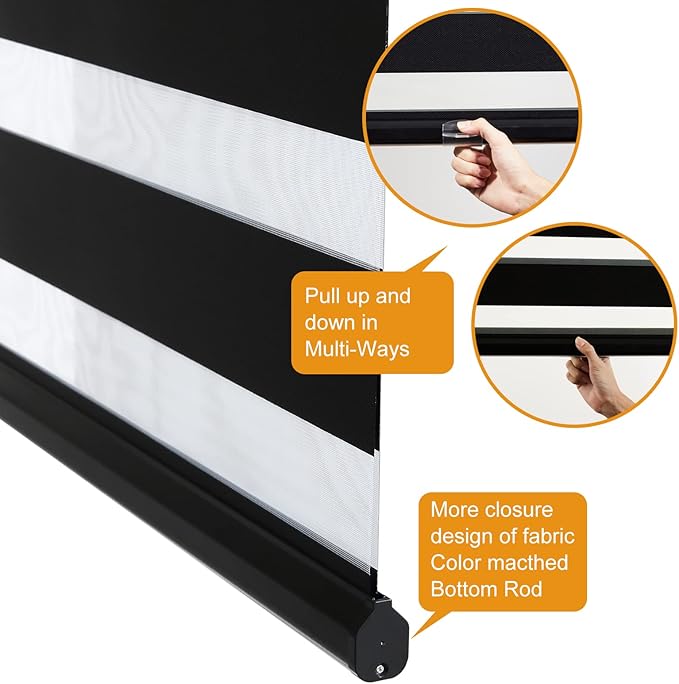 Persilux Cordless Zebra Roller Window Shades Free-Stop Roller Blinds Light