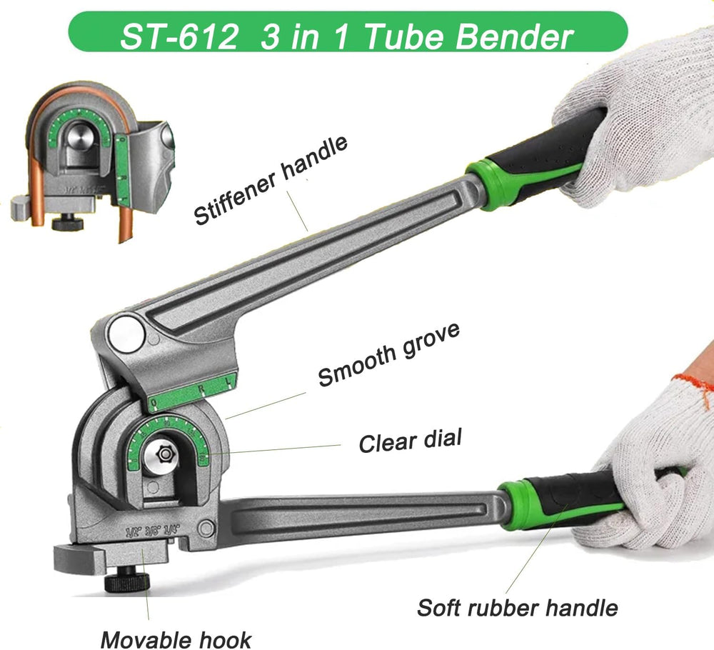 Tube Bender, Pipe Bender, 1/4” 3/8” 1/2” (6/8/10mm) O.D. 3 in 1 Tubing Bender...