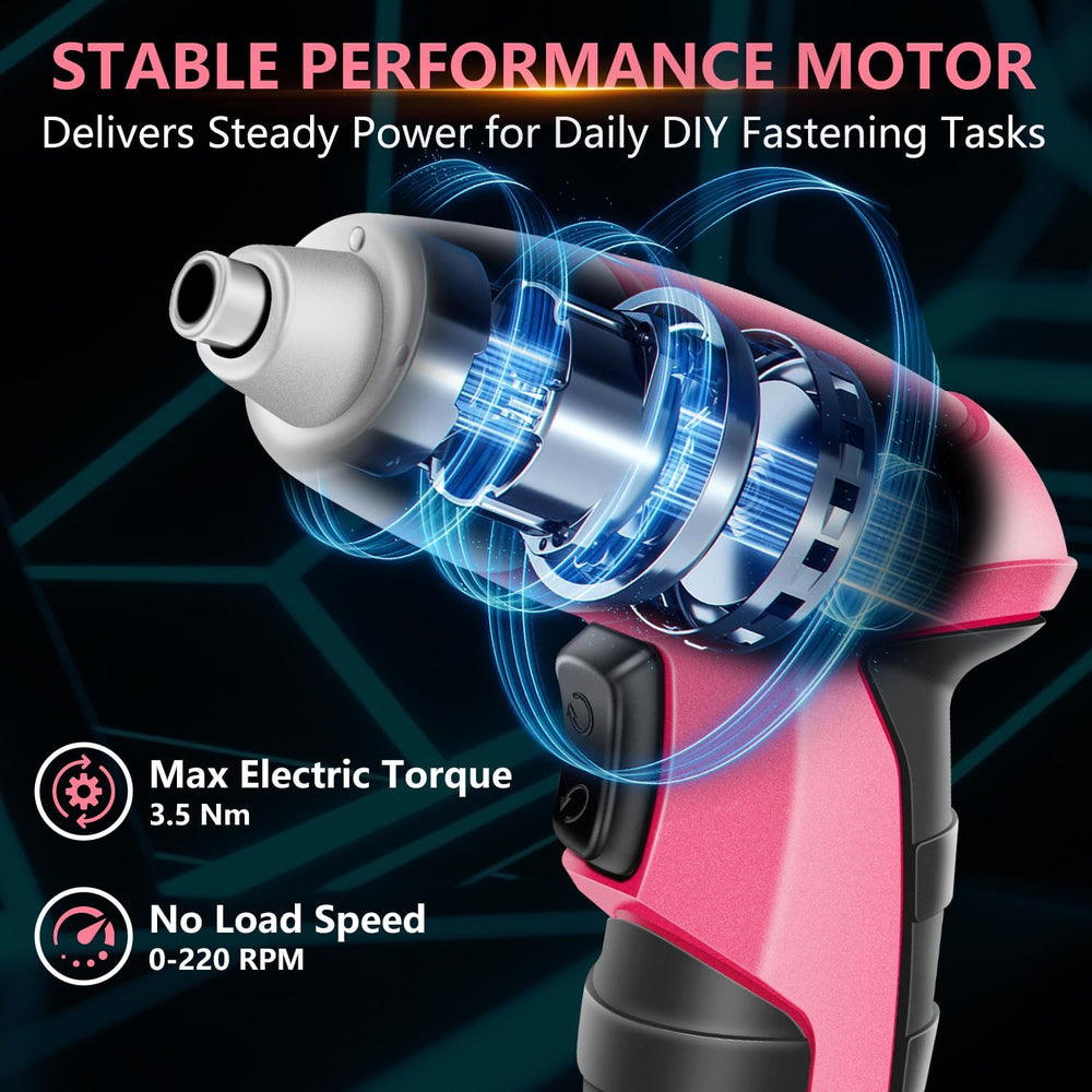 Pink 3.6V USB Cordless Electric Screwdriver & Household Tool Kit