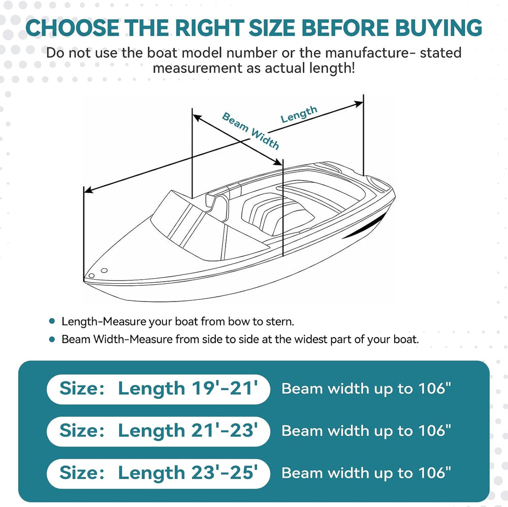 5-ply 1200D T-Top Center Console Boat Cover with Mortor Cover, 19'-21'