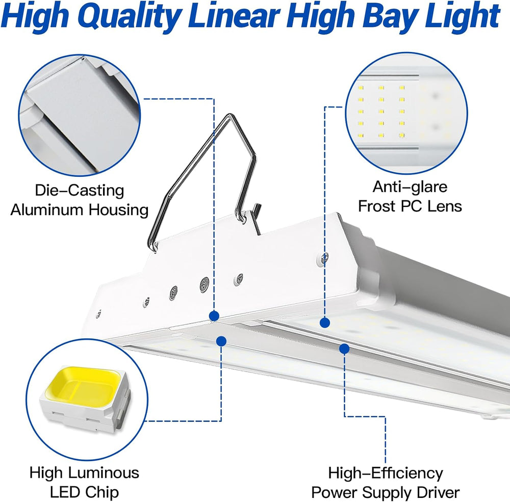 JTT LED Linear Shop Lights 150W, 21000LM 360°Adjustable Led High Bay Lights