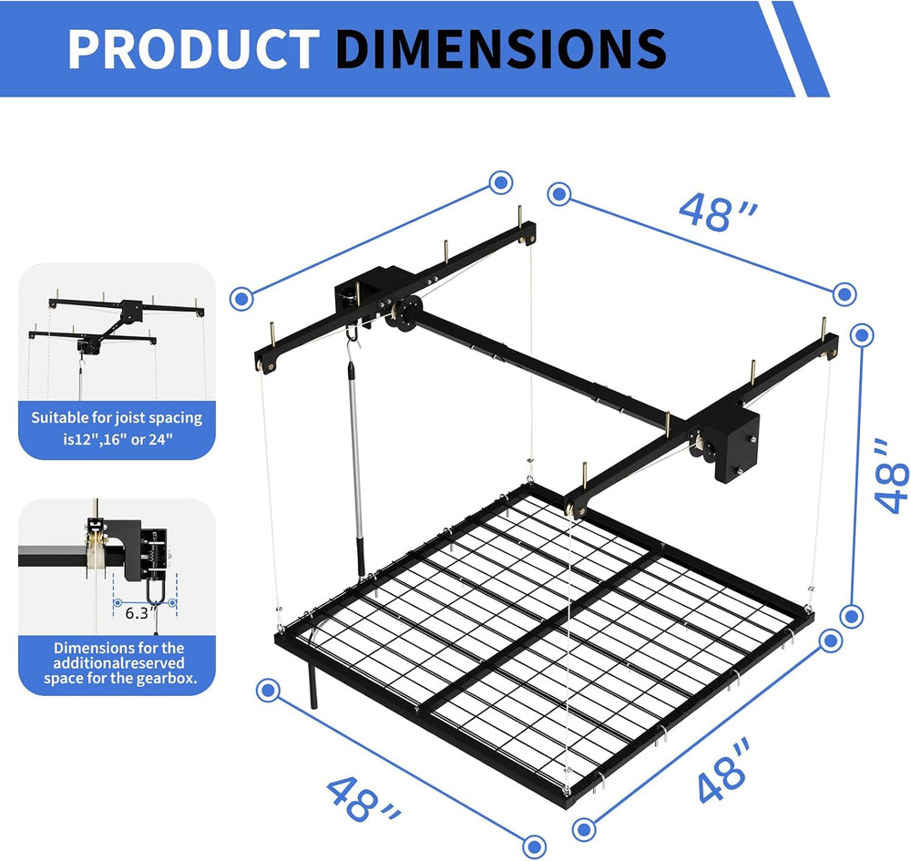 Overhead Garage Lifting Storage Rack, Maximize Your Garage Storage with Our 4...
