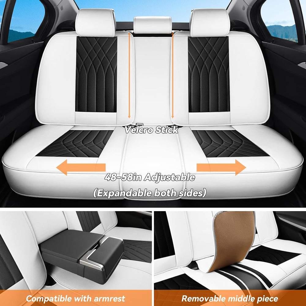 Black White Car Seat Covers Full Set Universal 5-Seater Full Wrap
