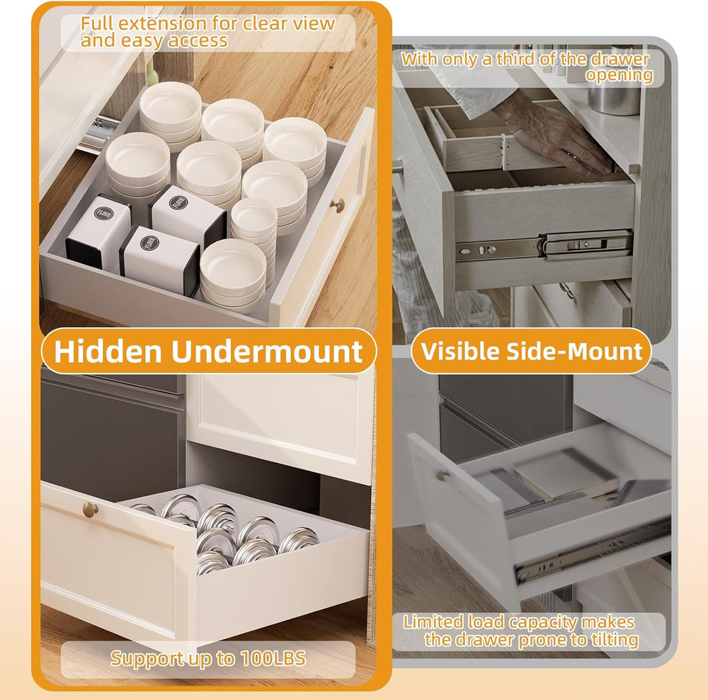 Chibery 9 12 15 18 21 Inch Undermount Soft Close Drawer Slides, Full Extensio...