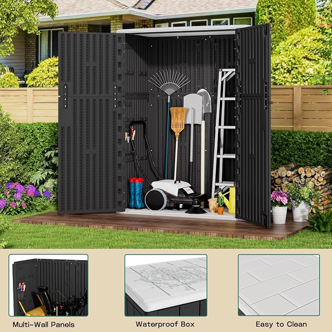 KINYING Outdoor Vertical Storage Shed, 57 Cu.ft Outdoor Storage Cabinet