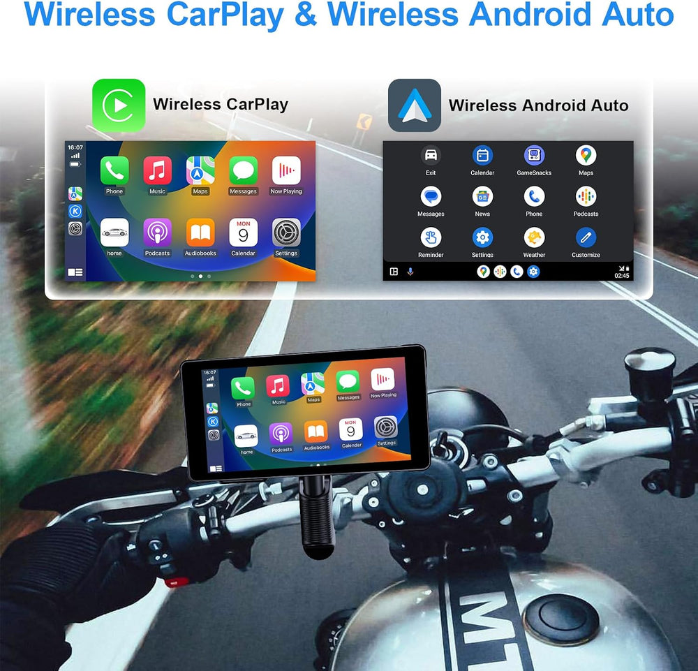 5.5-Inch Motorcycle CarPlay with 128G SD Card, 2K Dual Dash Cam