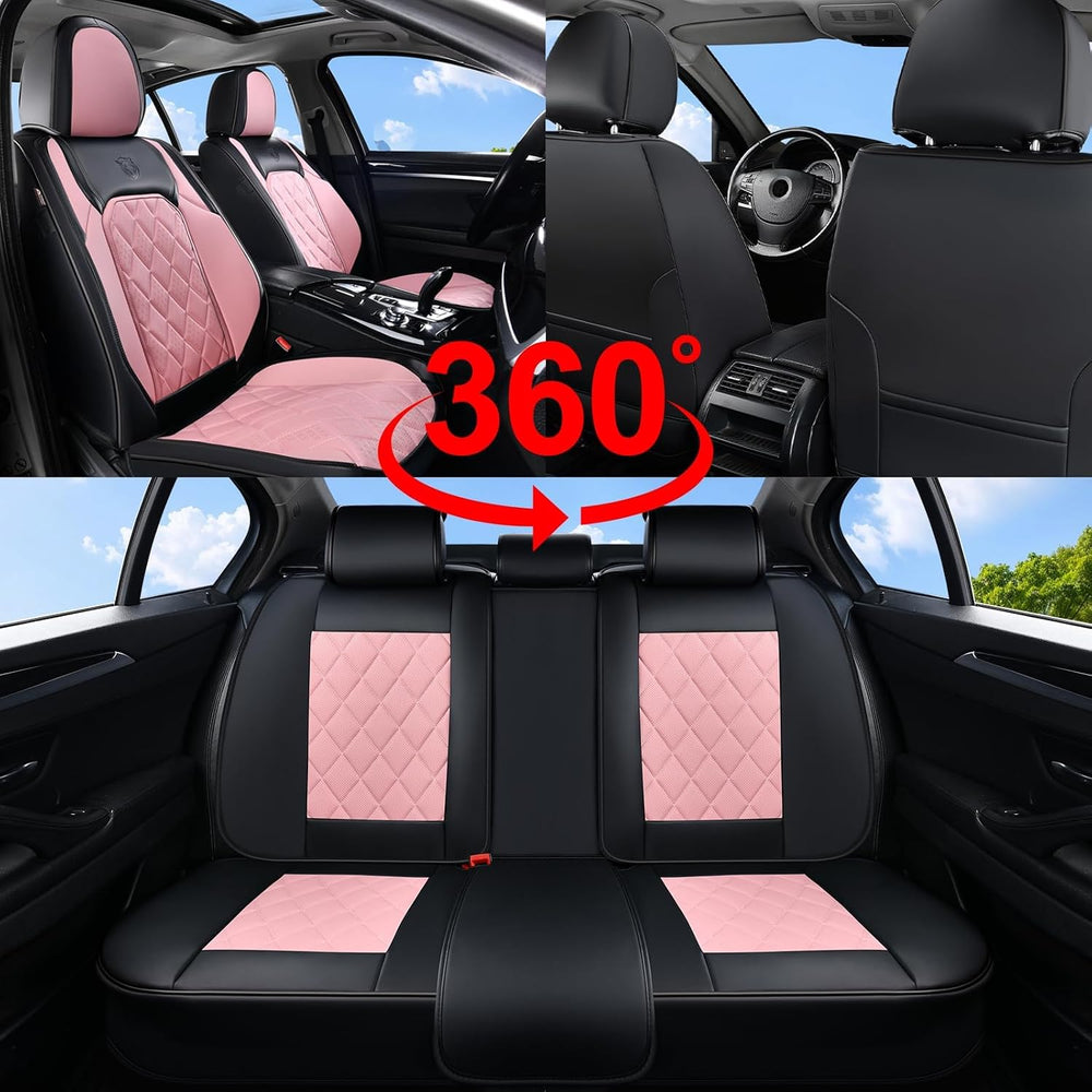 Coverado Leather Seat Covers, Car Seat Covers Full Set, Waterproof Faux Leath...