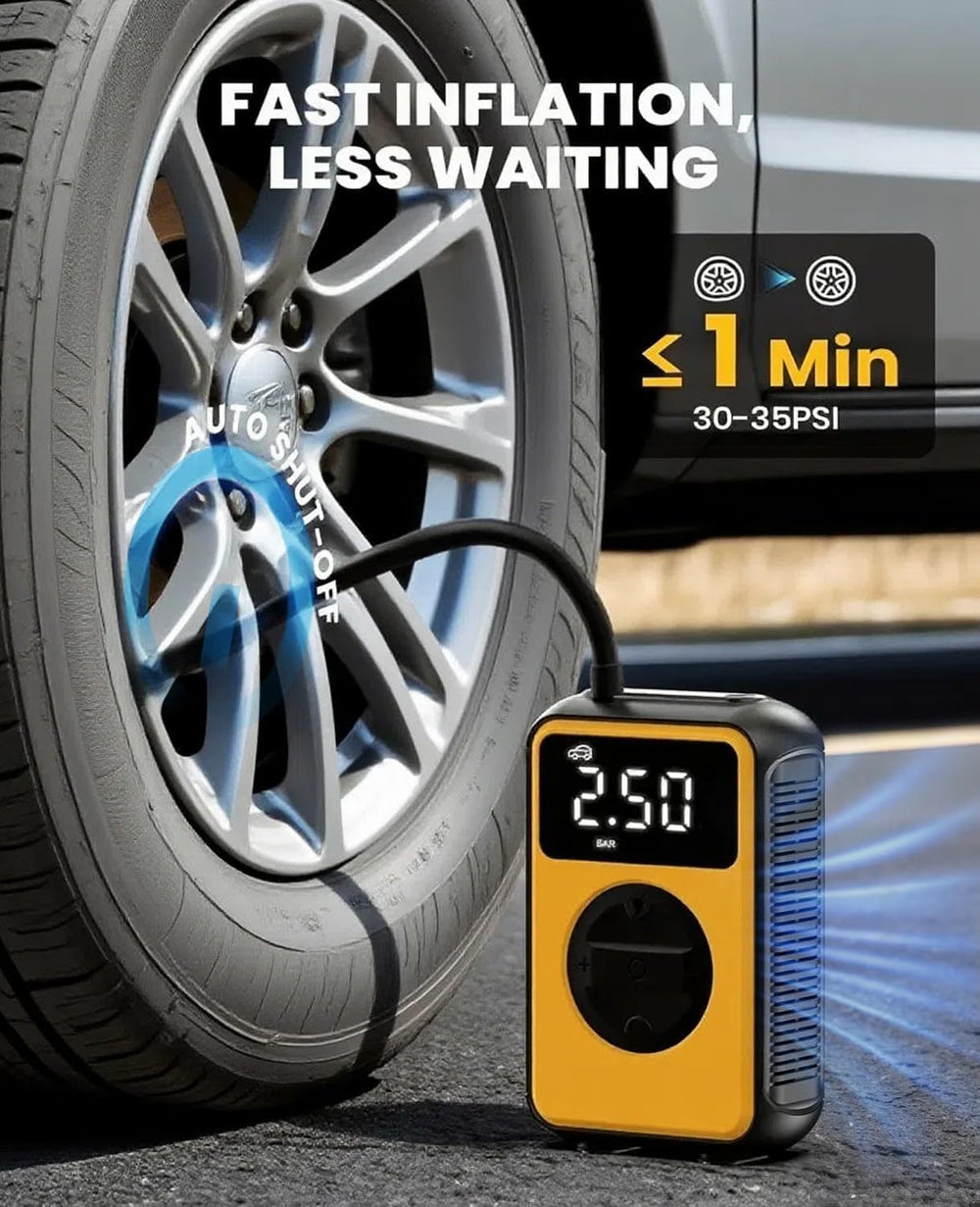 Tire Inflator Portable Air Compressor Cordless with Pressure Gauge and Auto S...