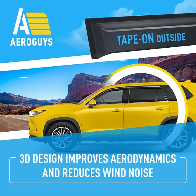 Extra Durable Window Deflectors Tape-On Window Visors Rain Guards Fit (4pcs)