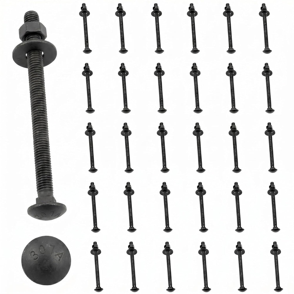 Therwen 30 Pack 1/2" X 6-1/2" Black Ceramic Carriage Bolts, 307A Grade