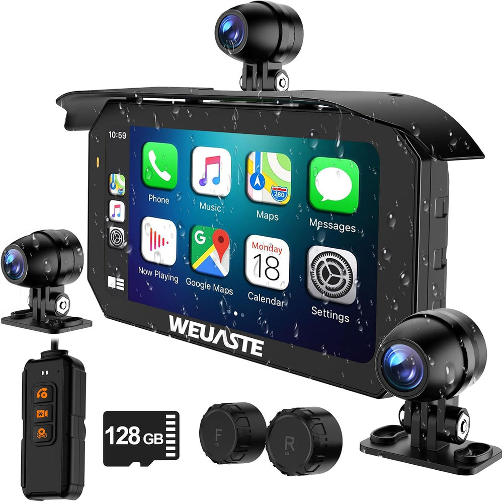 6.25" Motorcycle Carplay Screen with GPS NavigationSystem, Wireless Andr...
