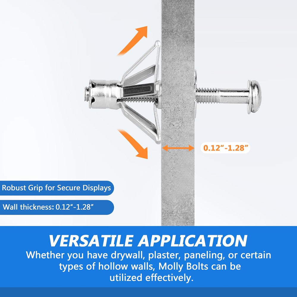 AKKTOL Molly Bolts for Drywall & Plaster Walls (0.12"-1.28"), E...