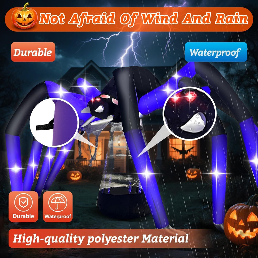 9FT Giant Outdoor Halloween Inflatables Decorations Spider Blow up