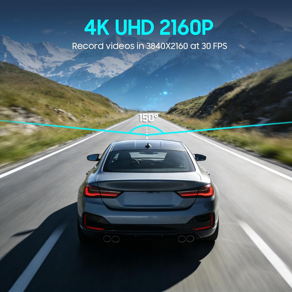 4K Dash Cam Front, 64GB Card Included, Dash Camera for Cars Built in WiFi, Mi...