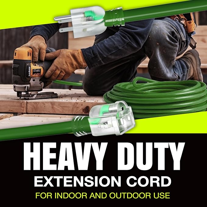 200ft Outdoor/Indoor Extension Cord 16/3 Gauge Heavy Duty 3 Prong SJTW