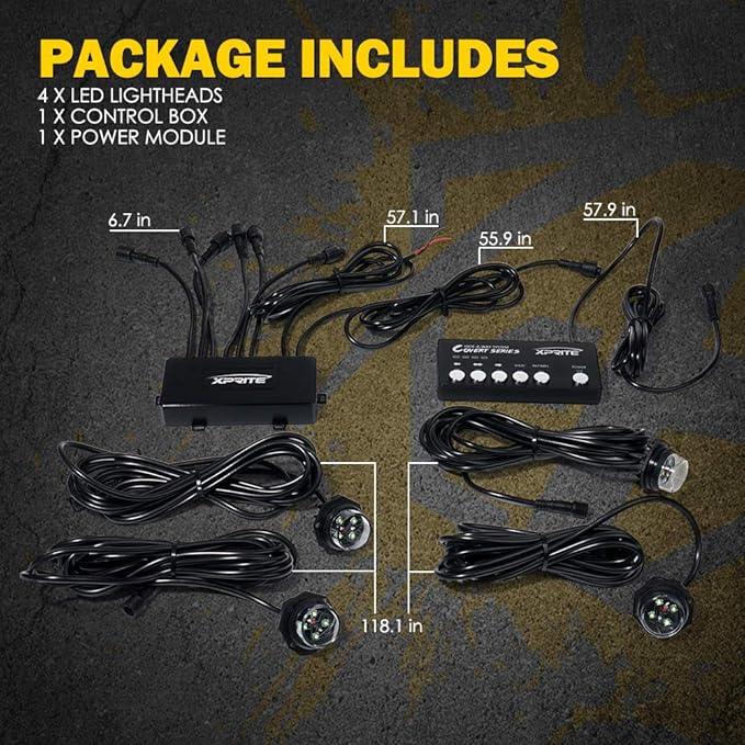 Xprite Amber LED Hideaway Strobe Lights Kit 20 Flashing Patterns w/Control (4...