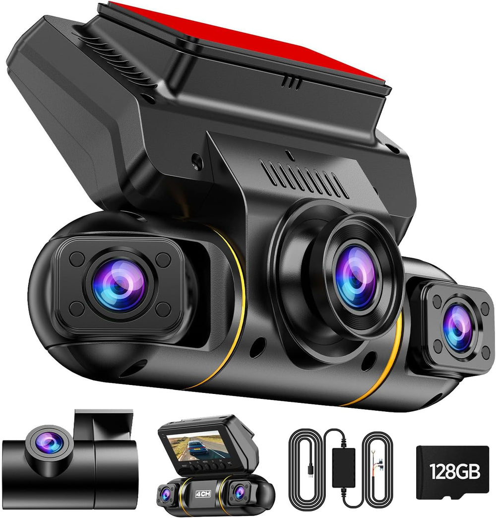 LAMTTO 4 Channel Dash Cam 360 View Front and Rear Inside Left Right