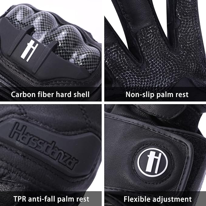 Harssidanzar Leather Motorcycle Gloves