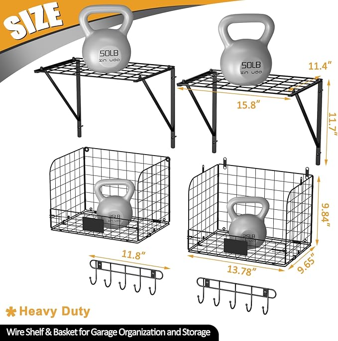 2 Pack Garage Shelves Wall Mounted