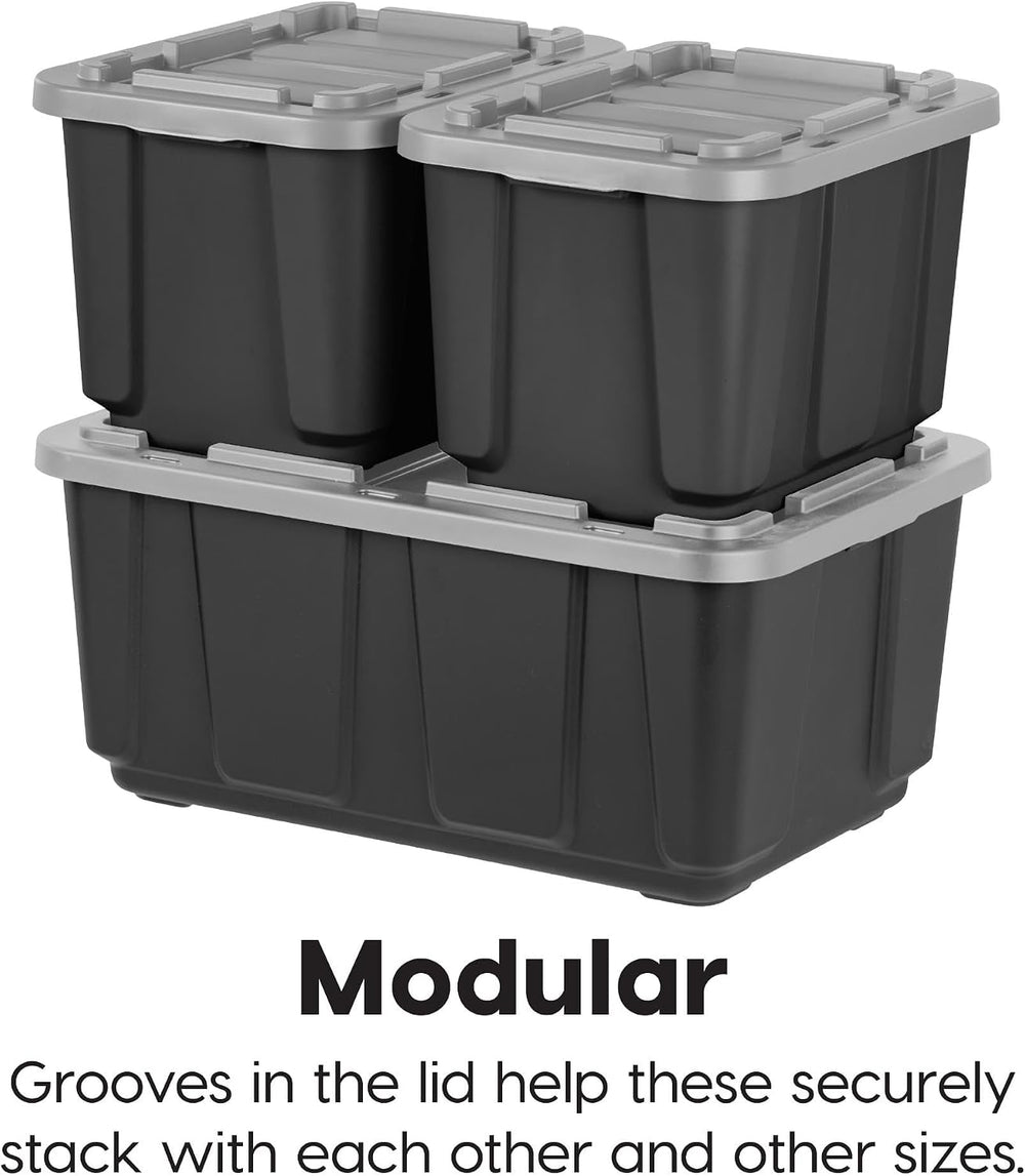 IRIS USA 4-Pack 12 Gal Heavy Duty Storage Tote Bins with Lids, Gray