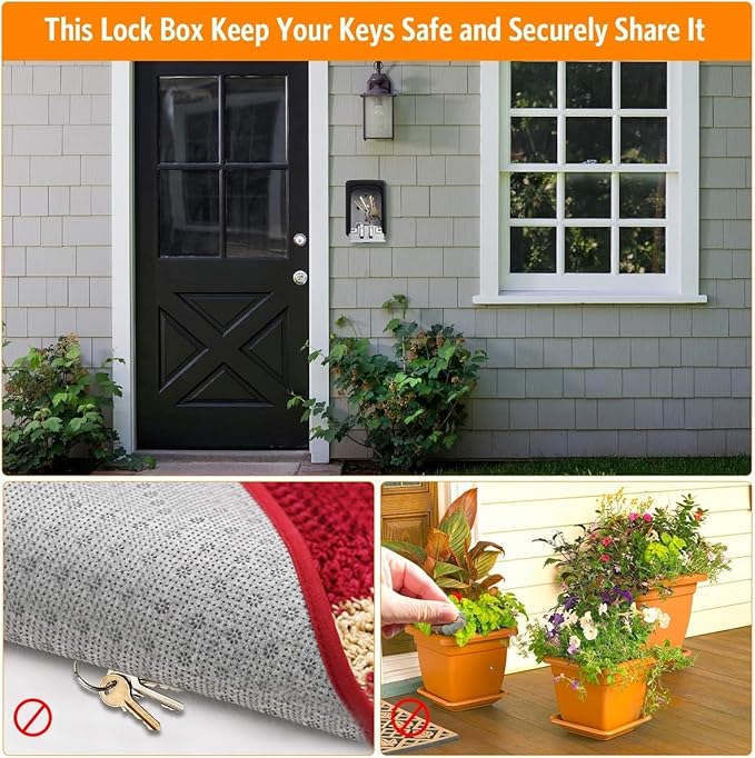 Key Lock Box Wall Mounted, Fayleeko 4 Digit Combination Lockbox (4Pack)